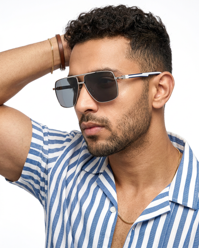 Eyejack Aviator Polarized Sunglasses for Men & Women (Black Lens | Sliver Frame - 8015PCL825)