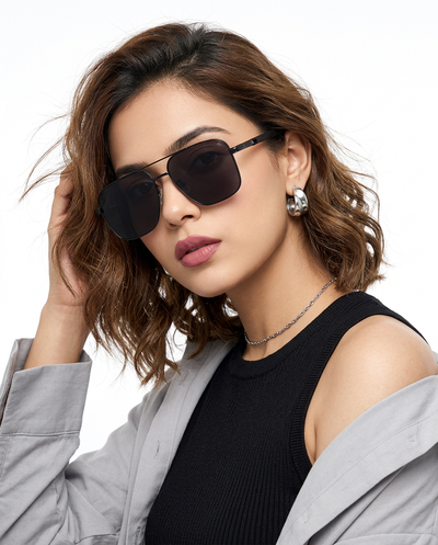 Eyejack Black Square Sunglasses for Men & Women (7018CL826)