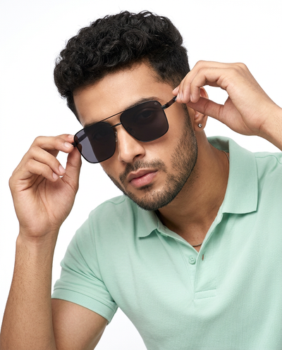 Eyejack Black Square Sunglasses for Men & Women (7018CL826)