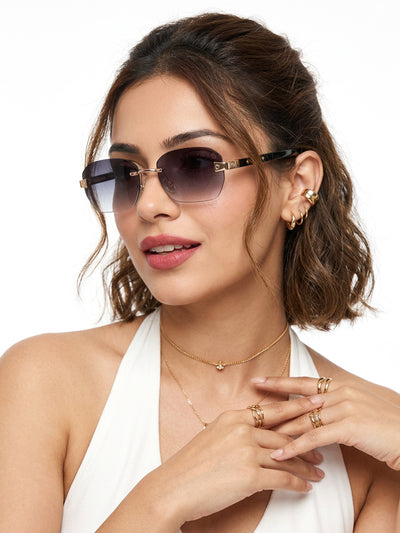 Essence Amber - Golden Rimless Sunglasses I Grey Lens - 9807CL2548