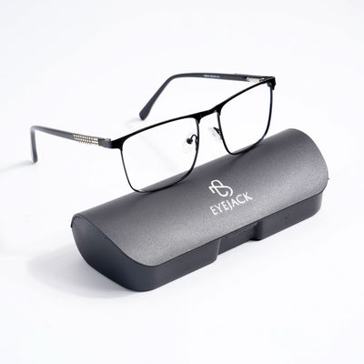 EyeJack DISK Shine Black Square Eyeglasses for Men & Women (128615CL244-C1)