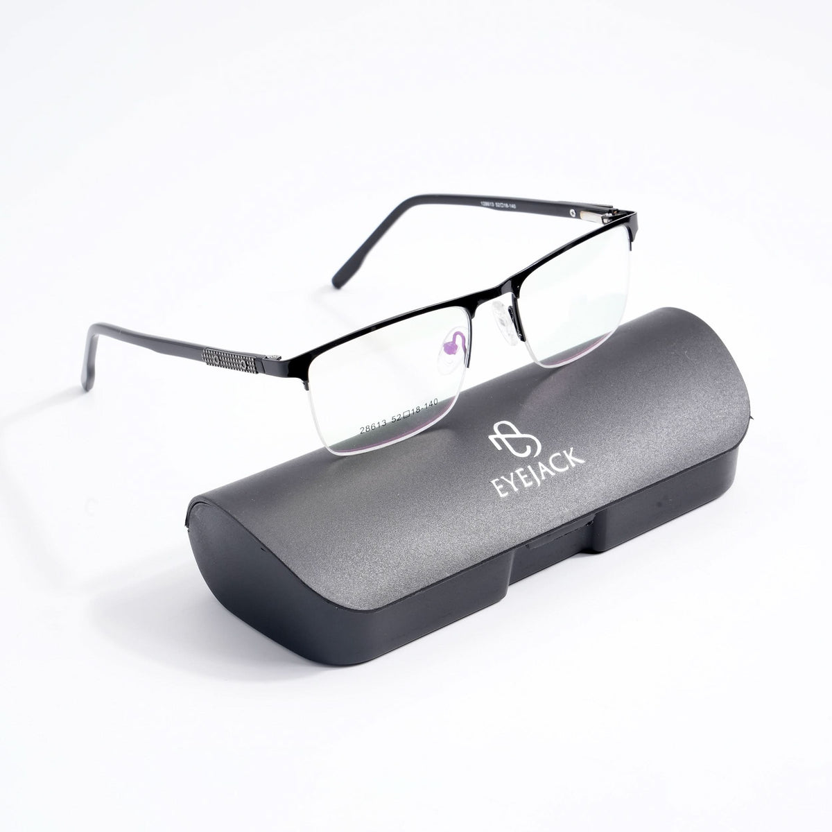 EyeJack DISK Matt Black Half Rim Eyeglasses for Men & Women (128613CL234-C1)