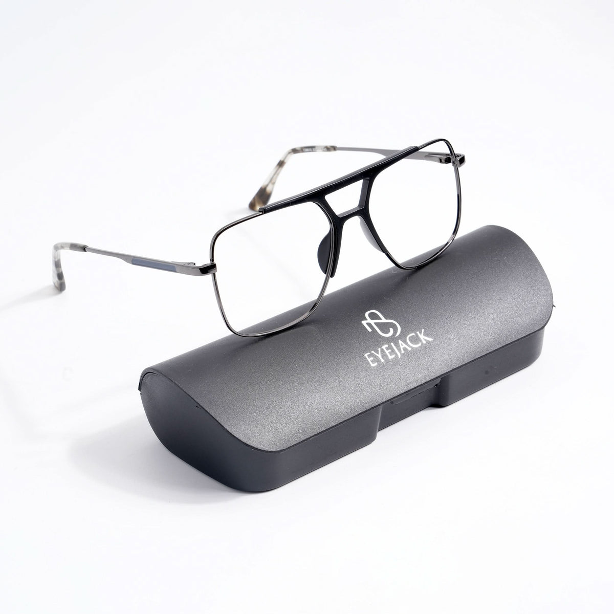 EyeJack DISK Black & Grey Wayfarer Eyeglasses for Men & Women (128610CL222-C4)