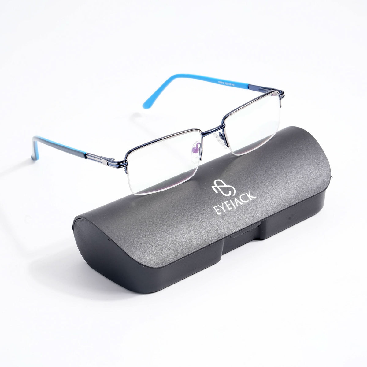EyeJack DISK Grey & Blue Half Rim Eyeglasses for Men & Women (128612CL231-C3)