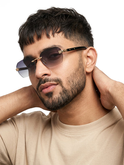 Essence Amber - Golden Rimless Sunglasses I Grey Lens - 9807CL2548