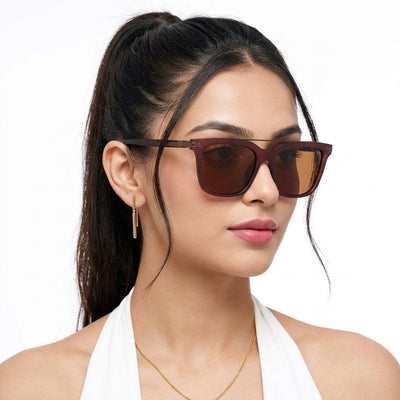 Eyejack Brown Wayfarer Polarized Sunglasses for Men & Women (868PCL2139)
