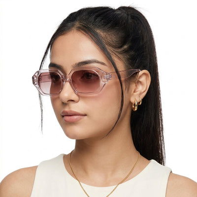 Eyejack Light Pink Square Sunglasses for Men & Women (5088CL1259)