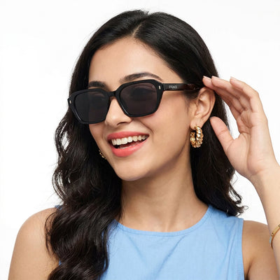 Eyejack Black Square Sunglasses for Men & Women (3740CL999)