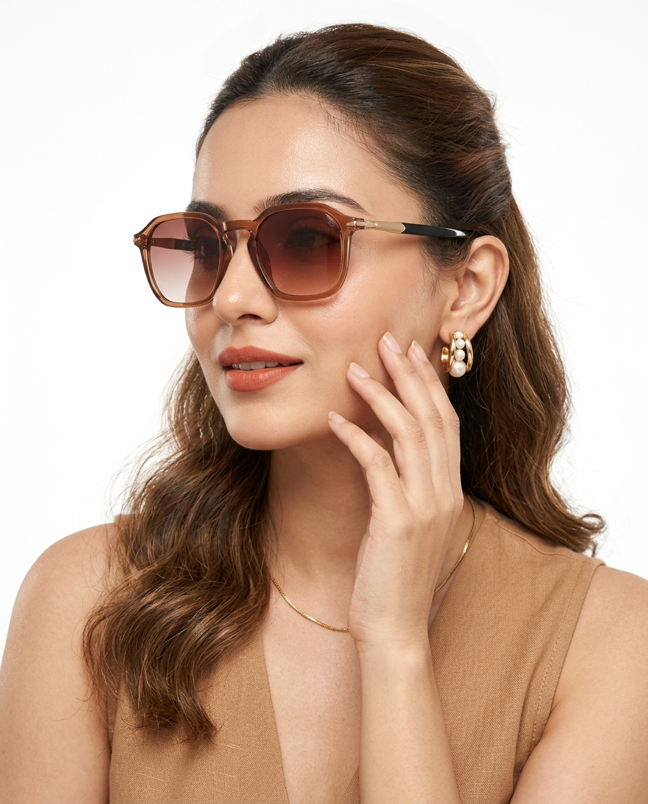 Eyejack Transparent Brown Square Sunglasses for Men & Women (1115CL1087)