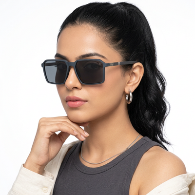 Eyejack Blue Square Polarized Sunglasses for Men & Women (6229PCL1123)