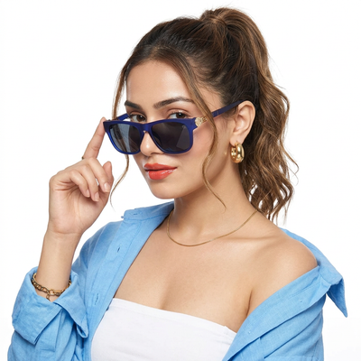 Eyejack Blue Wayfarer Sunglasses for Men & Women (2313CL1036)