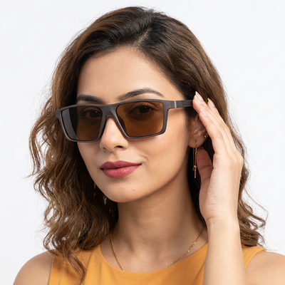 Eyejack Rectangle Polarized Sunglasses for Men & Women (Brown Lens | Brown Frame - 17003PCL751)