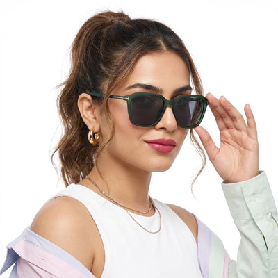 Eyejack Dark Green Square Polarized Sunglasses for Men & Women (7524PCL1271)