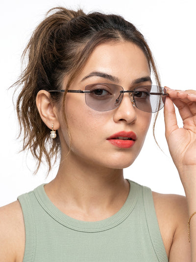 Essence Royal - Black Rimless Sunglasses I Olive Lens - 9805CL2538