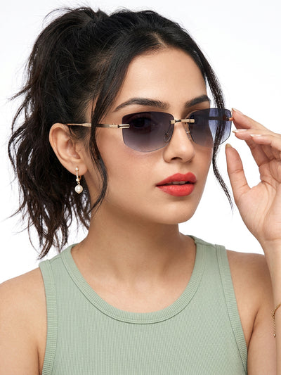 Essence Royal - Golden Rimless Sunglasses I Grey & Clear Lens - 9805CL2542