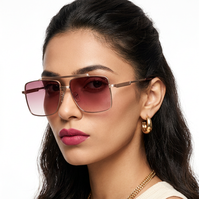 Eyejack Golden Square Sunglasses for Men & Women (B80787CL868)