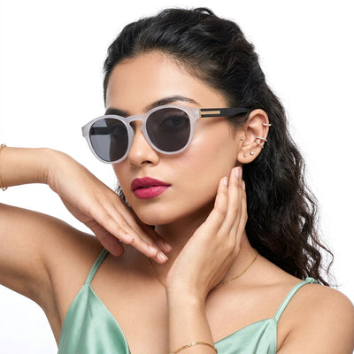 Eyejack Grey Round Sunglasses for Men & Women (8018CL1049)