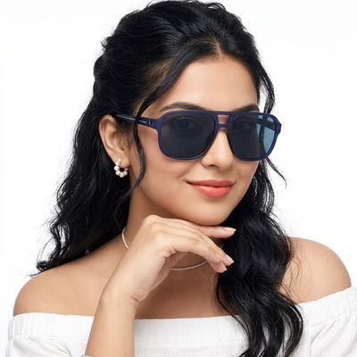 Eyejack Blue Wayfarer Sunglasses for Men & Women (PG07CL1078)