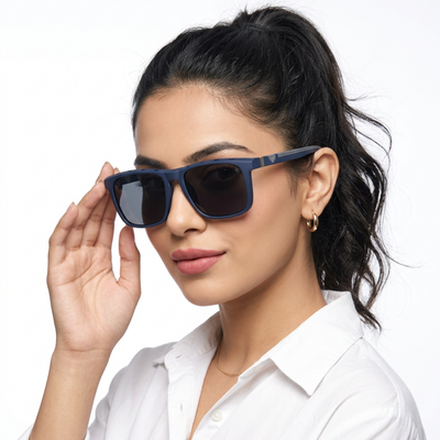 Eyejack Blue Wayfarer Polarized Sunglasses for Men & Women (17013PCL2136)