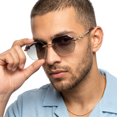 Essence Clarity - Golden Rimless Sunglasses I Olive Lens - ZX98536CL2528