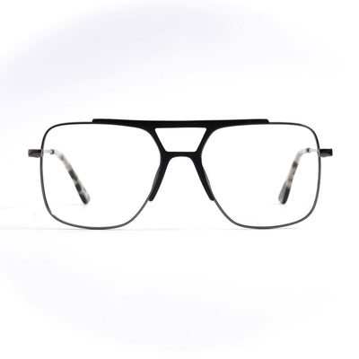 EyeJack DISK Black & Grey Wayfarer Eyeglasses for Men & Women (128610CL222-C4)