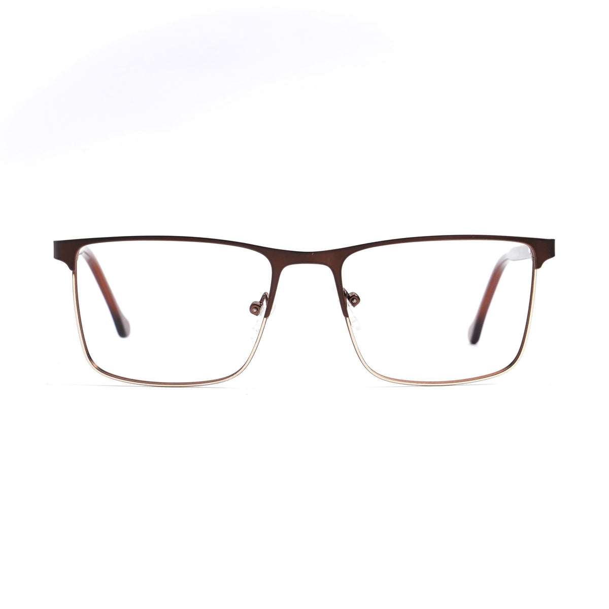 EyeJack DISK Brown & Golden Rectangle Eyeglasses for Men & Women (128614CL242-C4)