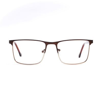 EyeJack DISK Brown & Golden Rectangle Eyeglasses for Men & Women (128614CL242-C4)