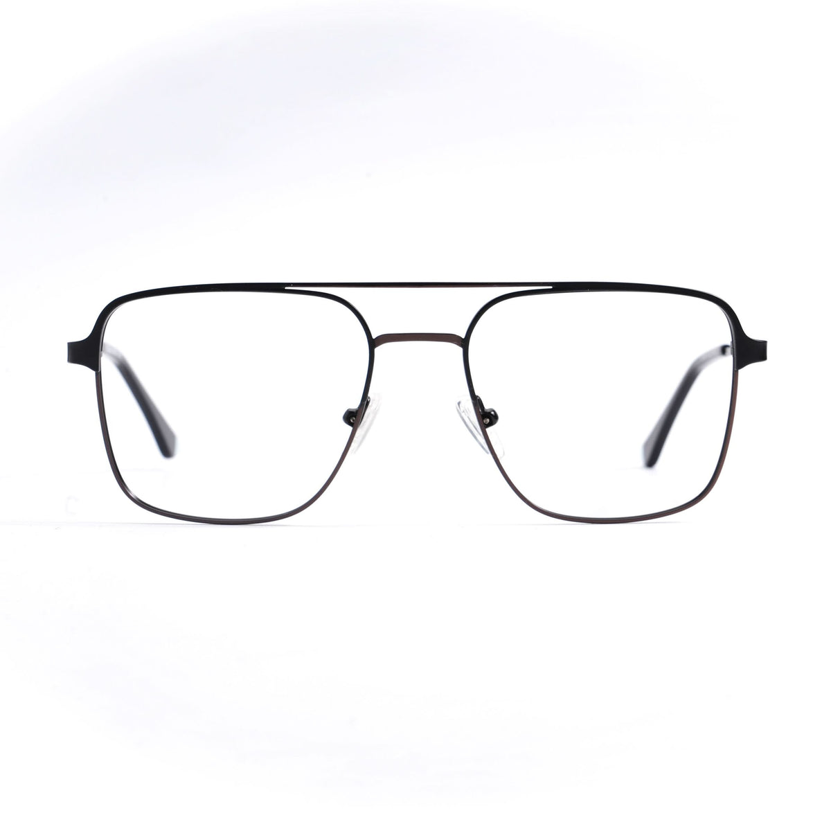 EyeJack DISK Black & Silver Wayfarer Eyeglasses for Men & Women (128604CL188-C4)