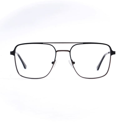 EyeJack DISK Black & Silver Wayfarer Eyeglasses for Men & Women (128604CL188-C4)