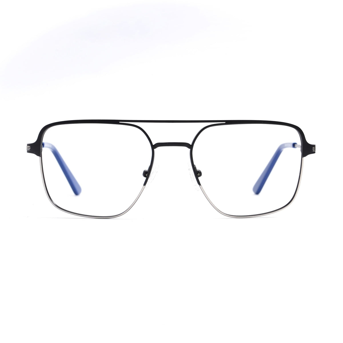 EyeJack DISK Black & Grey Wayfarer Eyeglasses for Men & Women (128605CL190-C1)
