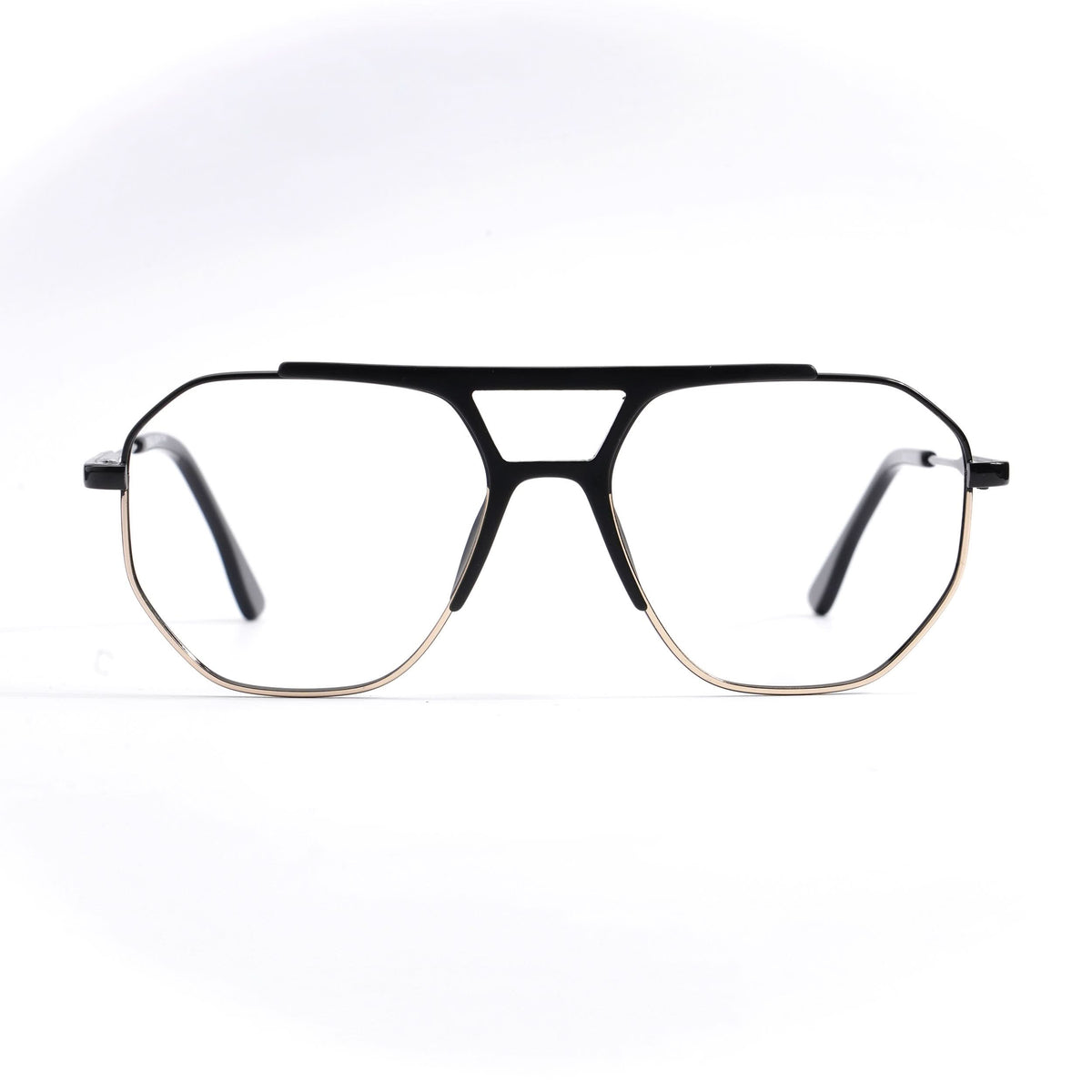 EyeJack DISK Black & Silver Wayfarer Eyeglasses for Men & Women (128609CL214-C2)