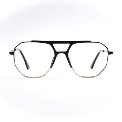 EyeJack DISK Black & Silver Wayfarer Eyeglasses for Men & Women (128609CL214-C2)