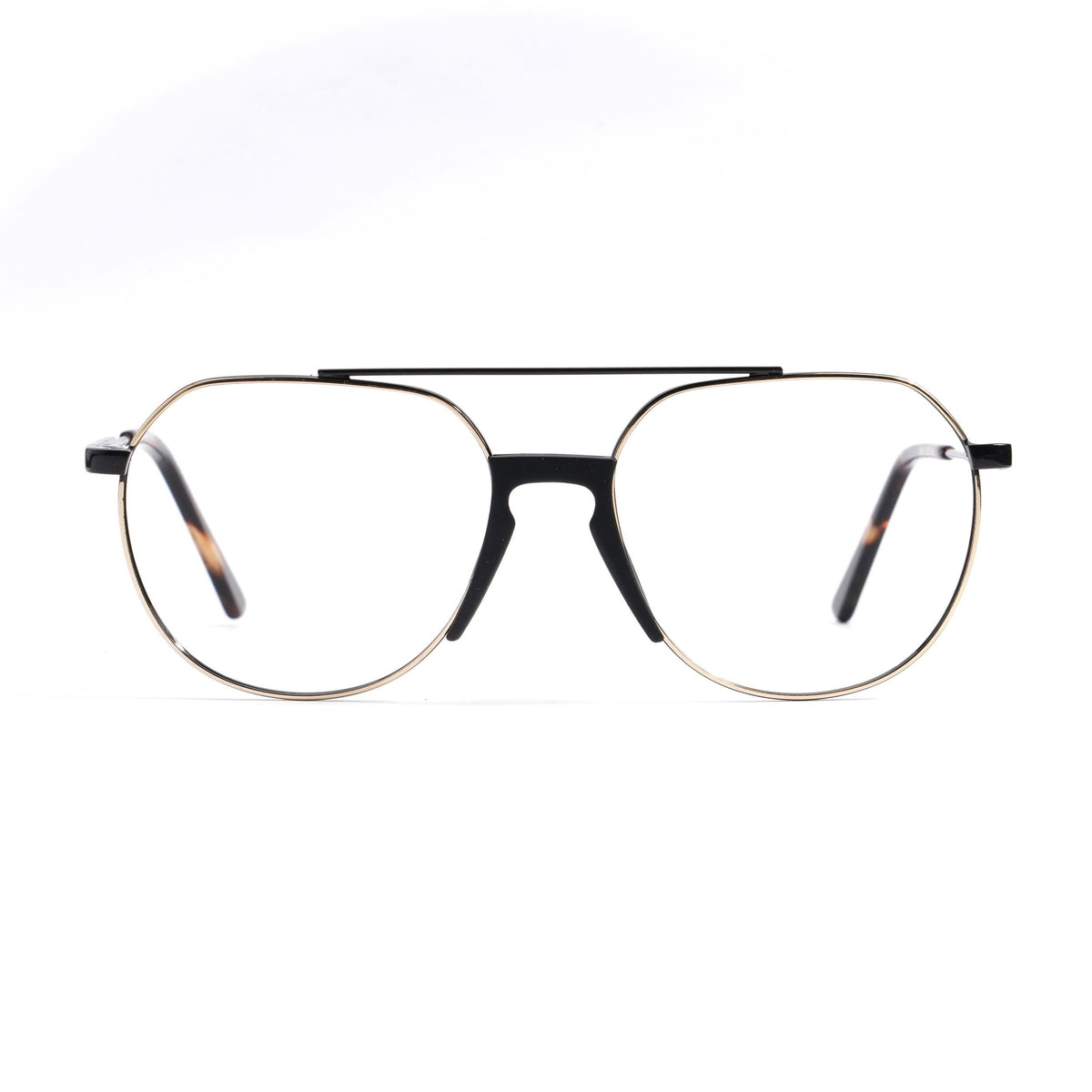 EyeJack DISK Golden & Black Wayfarer Eyeglasses for Men & Women (128607CL203-C2)
