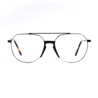 EyeJack DISK Golden & Black Wayfarer Eyeglasses for Men & Women (128607CL203-C2)