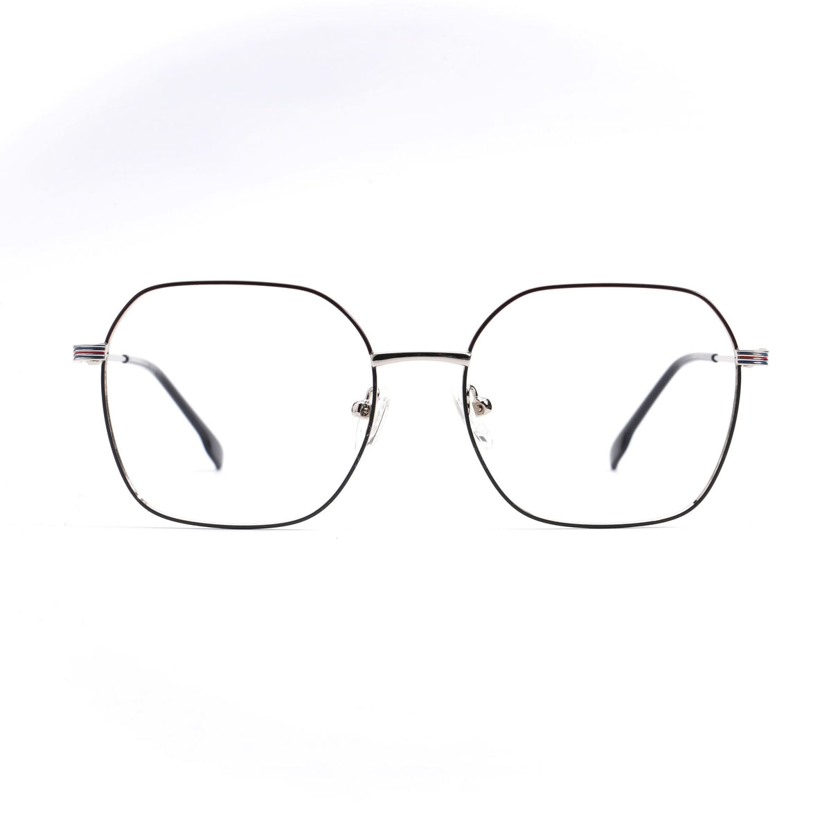 EyeJack DISK Black & Grey Geometric Eyeglasses for Men & Women (128611CL228-C5)