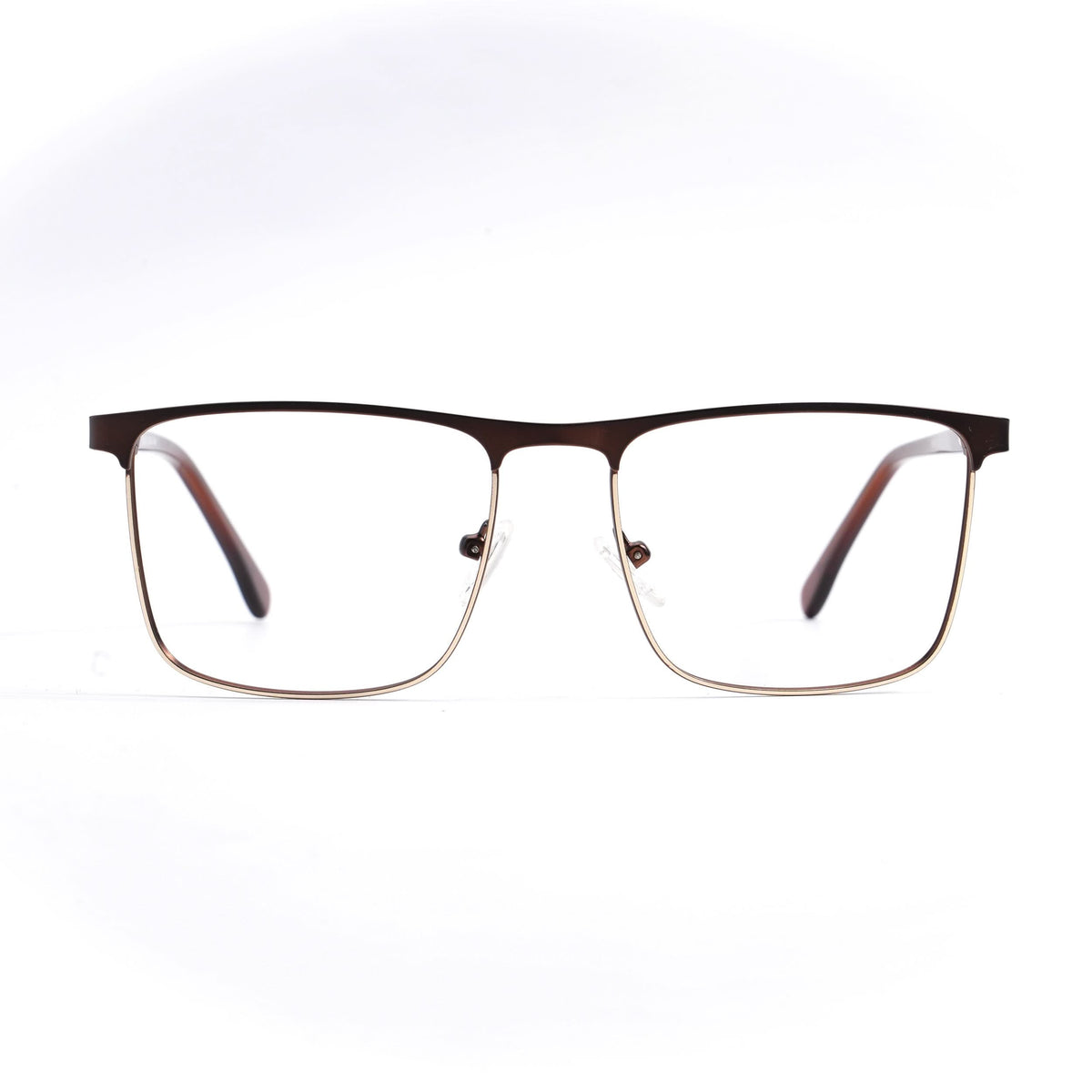 EyeJack DISK Brown & Golden Square Eyeglasses for Men & Women (128615CL247-C4)
