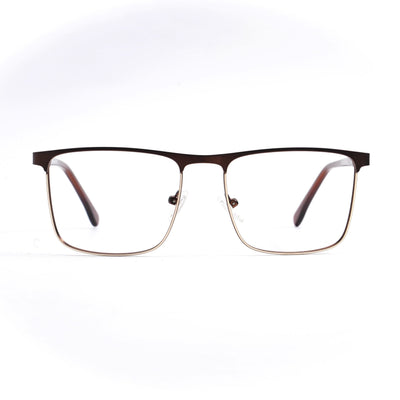 EyeJack DISK Brown & Golden Square Eyeglasses for Men & Women (128615CL247-C4)
