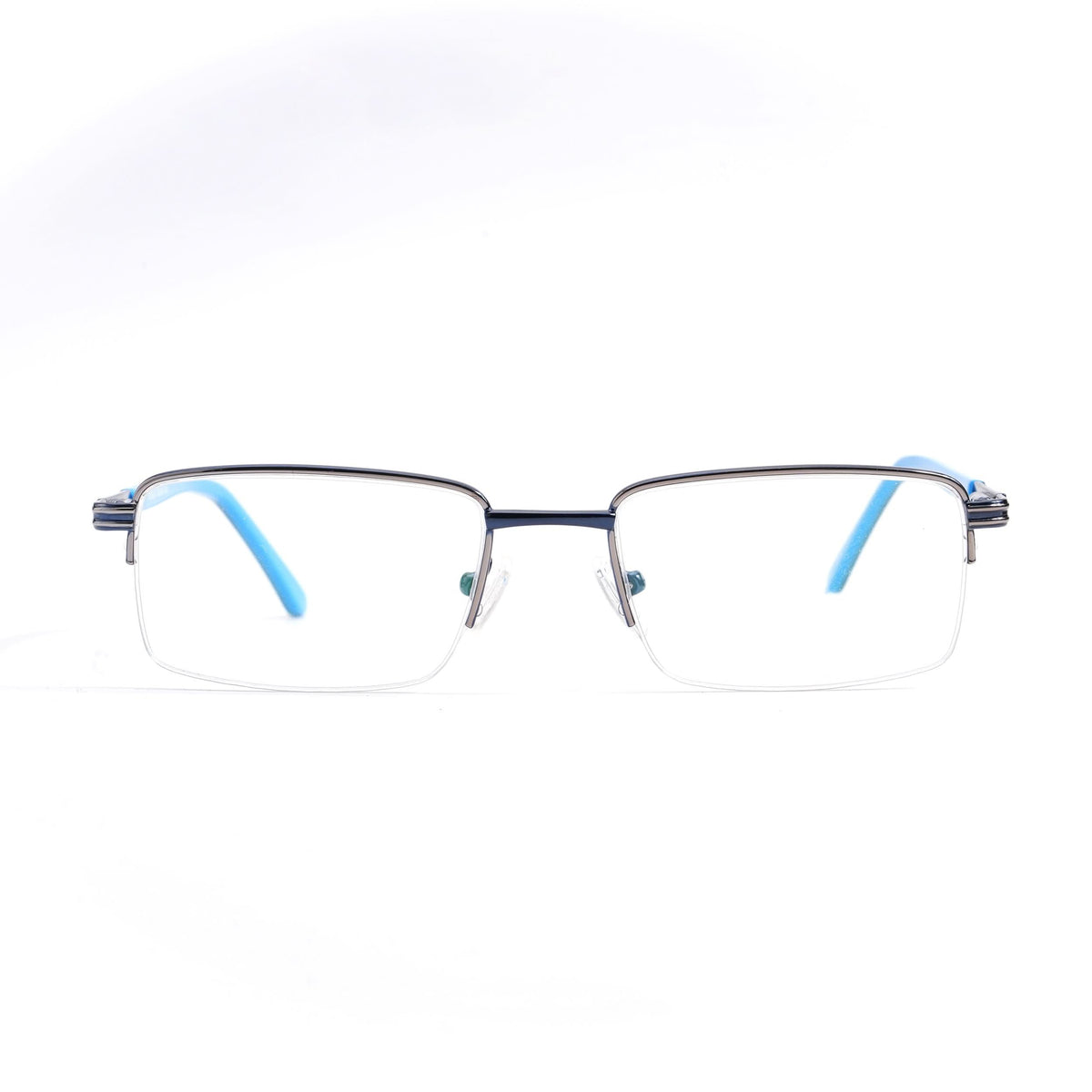 EyeJack DISK Grey & Blue Half Rim Eyeglasses for Men & Women (128612CL231-C3)