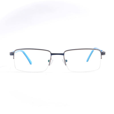 EyeJack DISK Grey & Blue Half Rim Eyeglasses for Men & Women (128612CL231-C3)