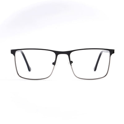 EyeJack DISK Shine Black & Grey Rectangle Eyeglasses for Men & Women (128614CL240-C2)