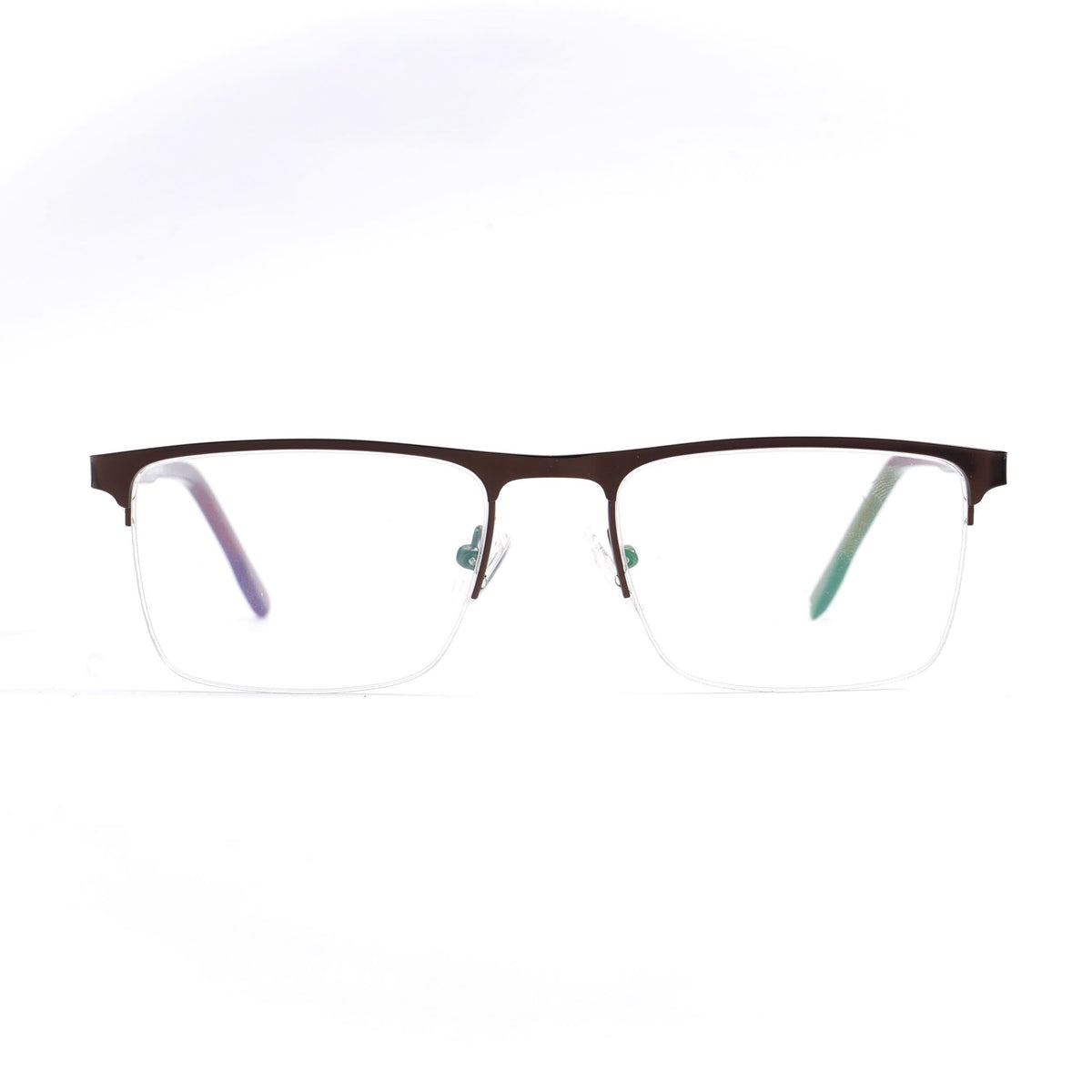 EyeJack DISK Brown Half Rim Eyeglasses for Men & Women (128613CL238-C5)