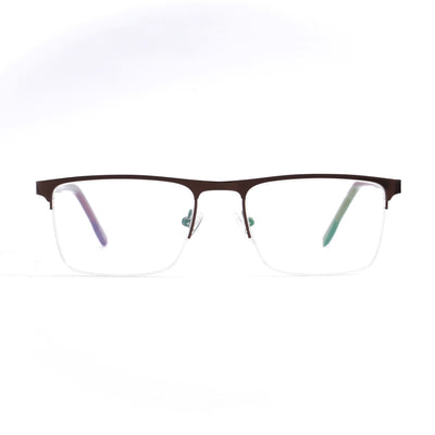 EyeJack DISK Brown Half Rim Eyeglasses for Men & Women (128613CL238-C5)