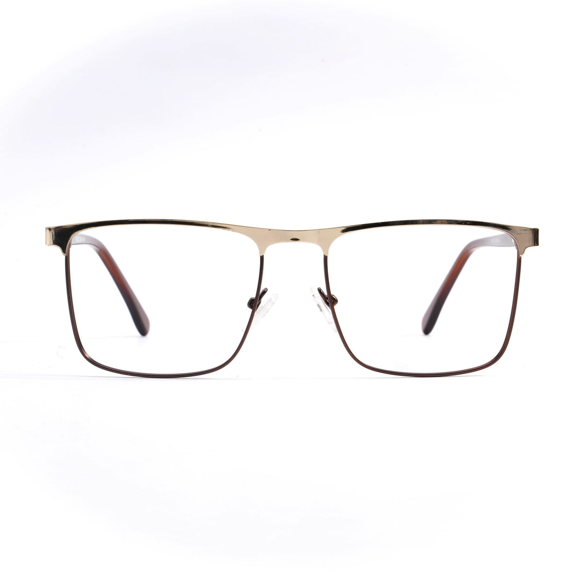 EyeJack DISK Golden & Brown Square Eyeglasses for Men & Women (128615CL248-C5)