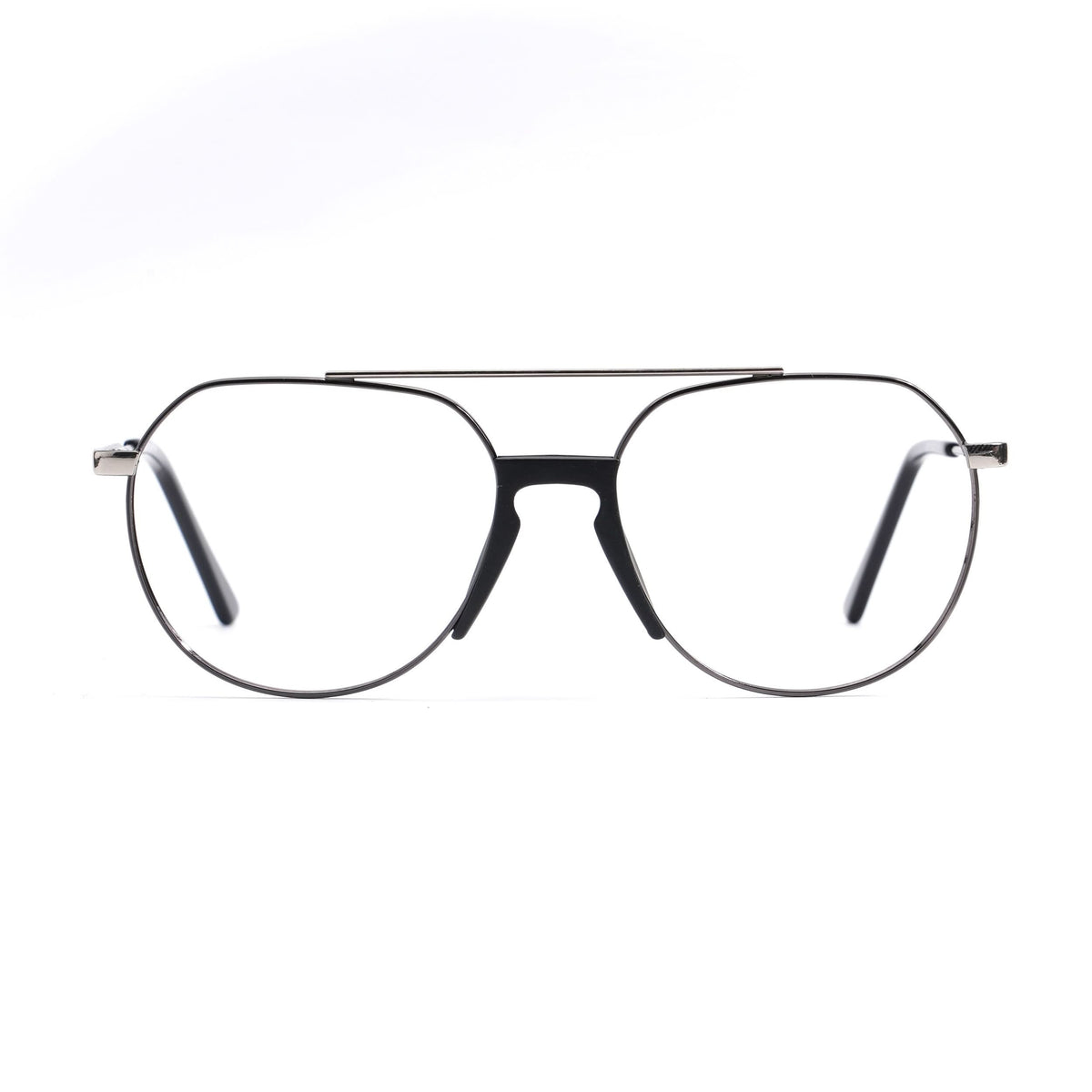 EyeJack DISK Black & Silver Wayfarer Eyeglasses for Men & Women (128607CL202-C1)