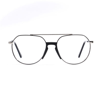 EyeJack DISK Black & Silver Wayfarer Eyeglasses for Men & Women (128607CL202-C1)