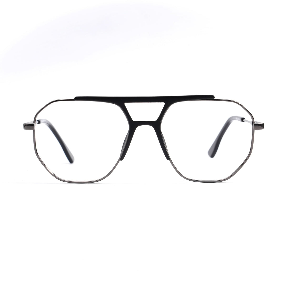 EyeJack DISK Black & Grey Wayfarer Eyeglasses for Men & Women (128609CL213-C1)