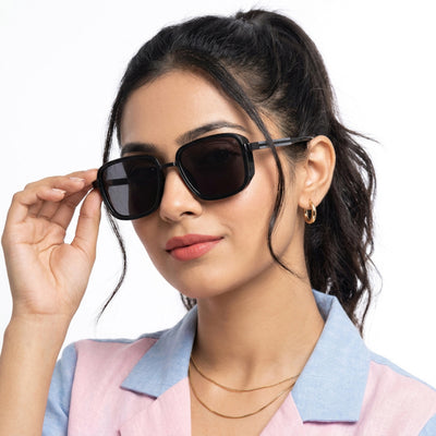 Eyejack Black Square Sunglasses for Men & Women (80809CL2128)