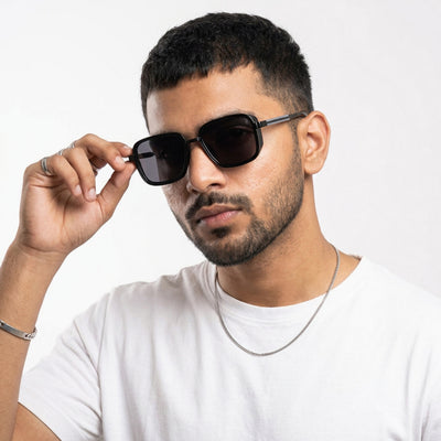 Eyejack Black Square Sunglasses for Men & Women (80809CL2128)
