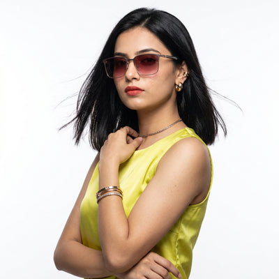 Eyejack Golden & Brown Square Sunglasses for Men & Women (7032CL898)