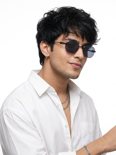 Essence Clarity - Black Rimless Sunglasses I Black Lens - ZX98536CL2524
